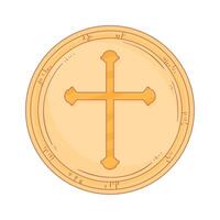 first communion with cross icon vector