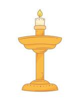 golden chandelier with candle icon vector