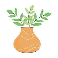 planta de casa en naranja florero icono vector