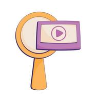 play button with magnifying glass icon vector