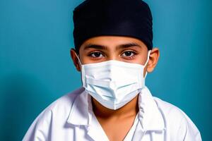 A muslim boy wearing protective mask. COVID 19. Mask-Wearing with Confidence. photo