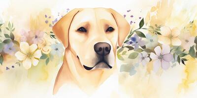 Painting of a golden retriever dog photo