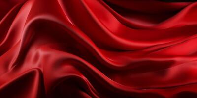 Red silk fabric with soft wave photo