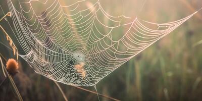 el maravilloso belleza de un araña web ai generado foto