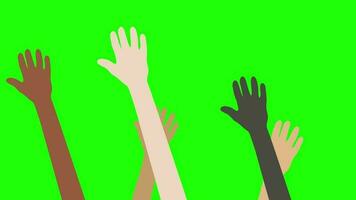 Simple Ethnicity Color Slow Hands Waving Motion on Green Background video