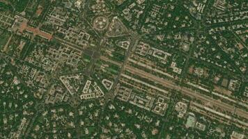 satellitare delhi carta geografica sfondo ciclo continuo. Filatura in giro India città aria filmato. senza soluzione di continuità panorama rotante al di sopra di centro sfondo. video