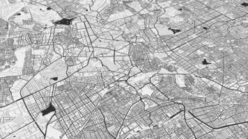 Black and white Bangalore map background loop. Spinning around India city air footage. Seamless panorama rotating over downtown backdrop. video