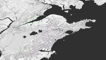 schwarz und Weiß Mumbai Karte Hintergrund Schleife. Spinnen um Indien Stadt Luft Filmaufnahme. nahtlos Panorama rotierend Über Innenstadt Hintergrund. video