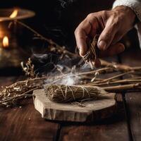 photo of Smudging with palo santo