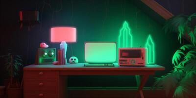 Retro inspired an 80s red and green glow photo