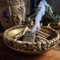 foto de manchando con palo santo ai generado