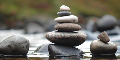 apilar de rock zen Roca con antecedentes ai generado foto