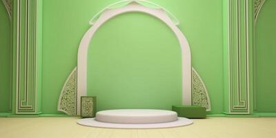 empty green soft podium ramadan background photo