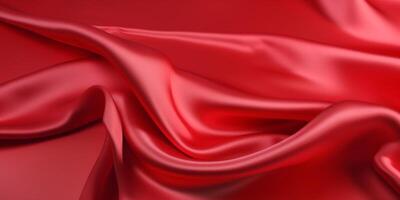 Red silk fabric with soft wave photo