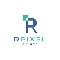 Initial Letter R Pixel Icon Logo Design Template vector