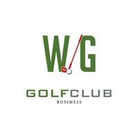 inicial letra wg golf club icono logo diseño modelo vector