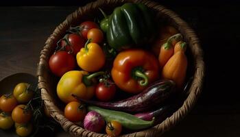 A colorful bowl of farm fresh veggie salad generated by AI photo