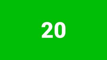 Modern countdown time motion graphic 1 to 20, with green screen background. Suitable for many video promotion