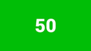 Modern countdown time motion graphic 1 to 50, with green screen background. Suitable for many video promotion