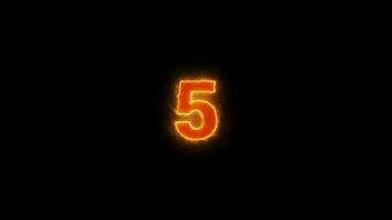5 seconds countdown timer animation - Neon glowing countdown number video