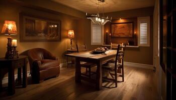 A luxurious domestic room with elegant lighting generated by AI photo