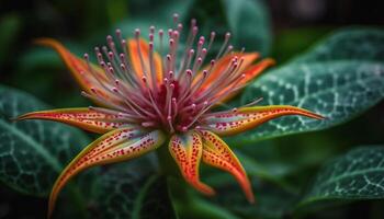 Vibrant hibiscus blossom showcases natural beauty outdoors generated by AI photo