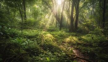 tranquilo escena de un tropical selva generado por ai foto