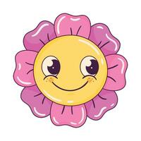 flower smiling retro style icon vector