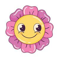 flor sonriente retro estilo icono vector