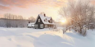 winter landscape with snowy path photo