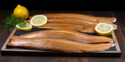 Freshly smoked trout photo