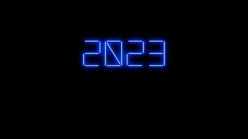 Neu Jahr 2023 Neon- Beleuchtung blinkend durch wendet sich runter. Neu Jahr Hintergrund Animation video