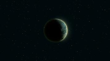 abstrakt Planeten realistisch futuristisch runden Kugel gegen das Hintergrund von Sterne im Raum, Video 4k, 60 fps