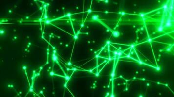 resumen verde energía líneas plexo triangulos mágico brillante brillante futurista de alta tecnología fondo, 4k video, 60 60 fps video