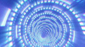Abstract futuristic blue hi-tech tunnel from energy circles and magic lines background video