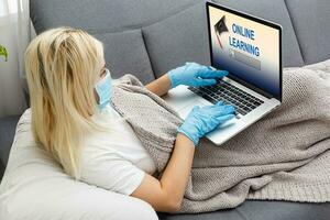 Distance education online because of Covid 19 coronavirus quarantine all over the world photo