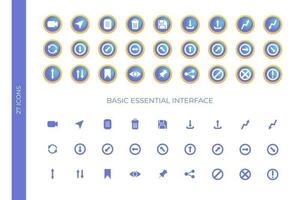 Basic Essential Interface Icon Set vector