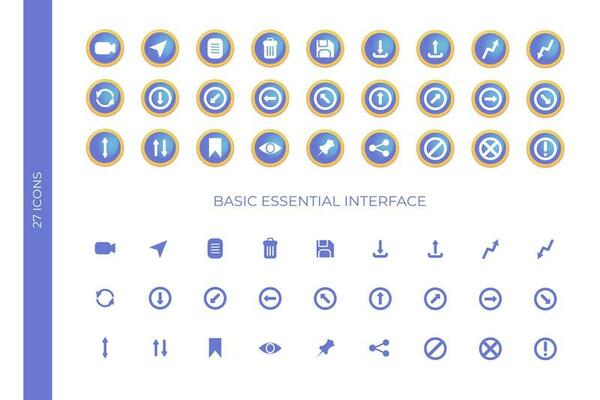 Basic Essential Interface Icon Set