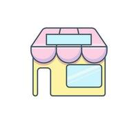 Multicolored Street Shop Icon on White vector