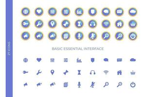 Set of Basic Essential Interface Icons vector