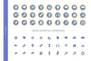 Set of Basic Essential Interface Icons vector