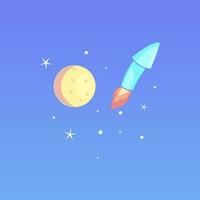 Fireworks Rocket Flying to the Moon and Stars vector