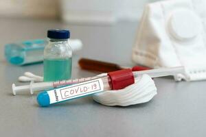 Vaccines and syringes. Coronavirus concept. photo