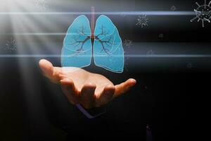 Lung Symbol on hand ,medical icon photo