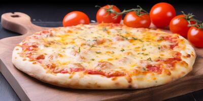 A pizza with tomatoes and olives photo