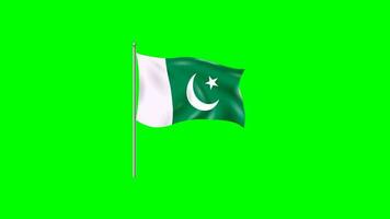 Pakistan vlag golvend animatie 2d groen scherm video