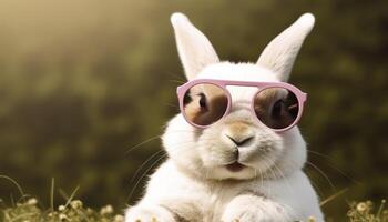 Happy cool rabbit funny , photo