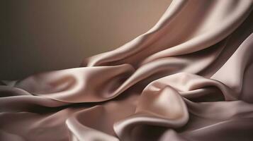 Light pink flowing fabric, beautiful pink color background, Cosmetic silky cream texture pink background, generate ai photo