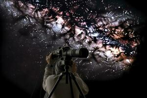 Photographing the Tarantula Nebula, a massive star-forming region located in the Large Magellanic Cloud, a satellite galaxy of the Milky Way, generate ai photo