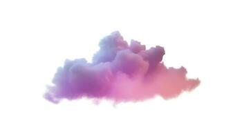 3d render, glowing colorful soft cloud isolated on white background. Fluffy cumulus atmosphere phenomenon. Realistic sky clip art element, generate ai photo